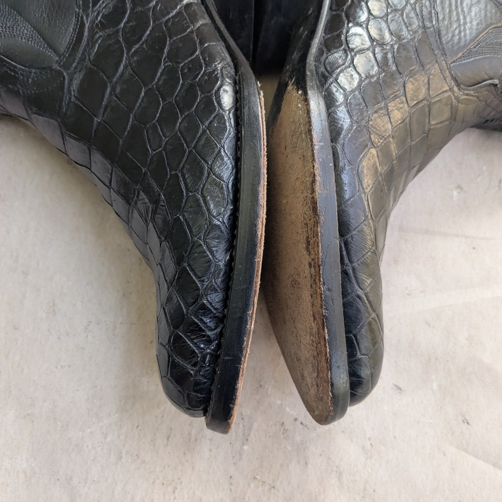 Black Leather Cowboy Boots Alligator Men 9 - Picture 9 of 14